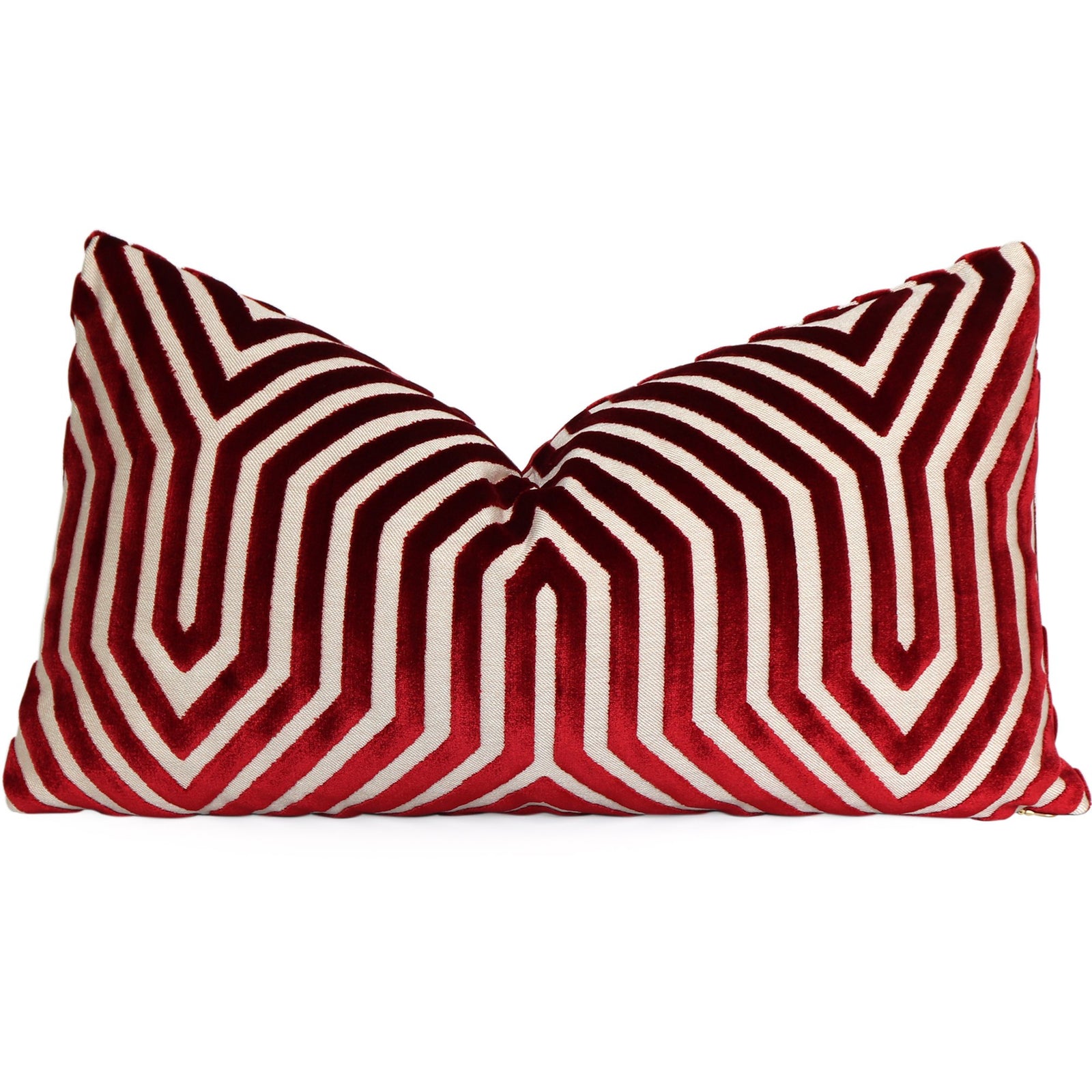 Schumacher Vanderbilt Garnet Velvet Designer Lumbar Pillow Cover