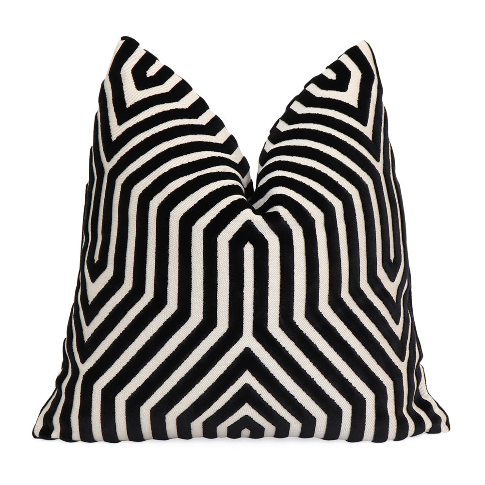 Schumacher Vanderbilt Noir Velvet Designer Throw Pillow Cover