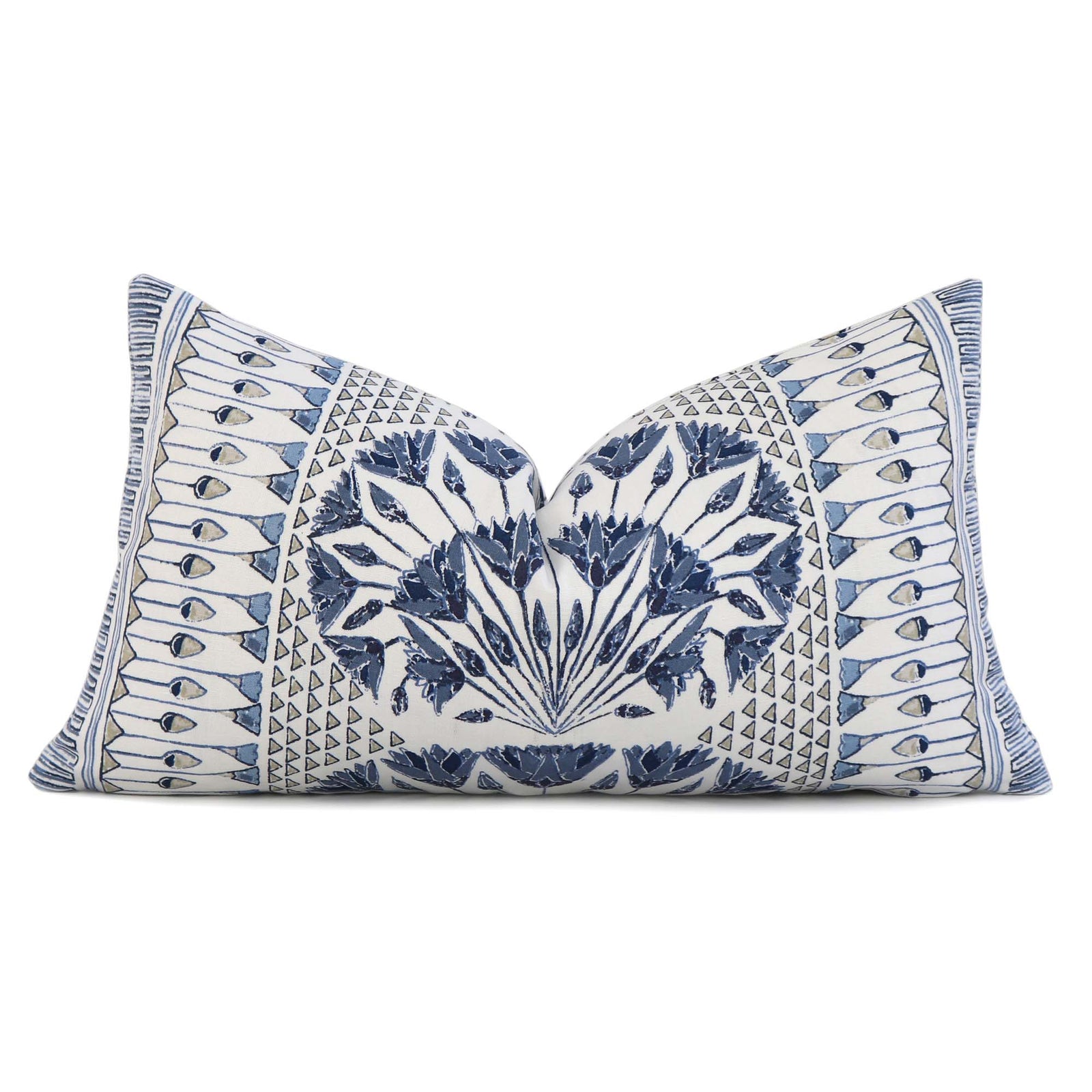 Thibaut Anna French Cairo Floral Blue Designer Luxury Lumbar Throw Pillow Cover