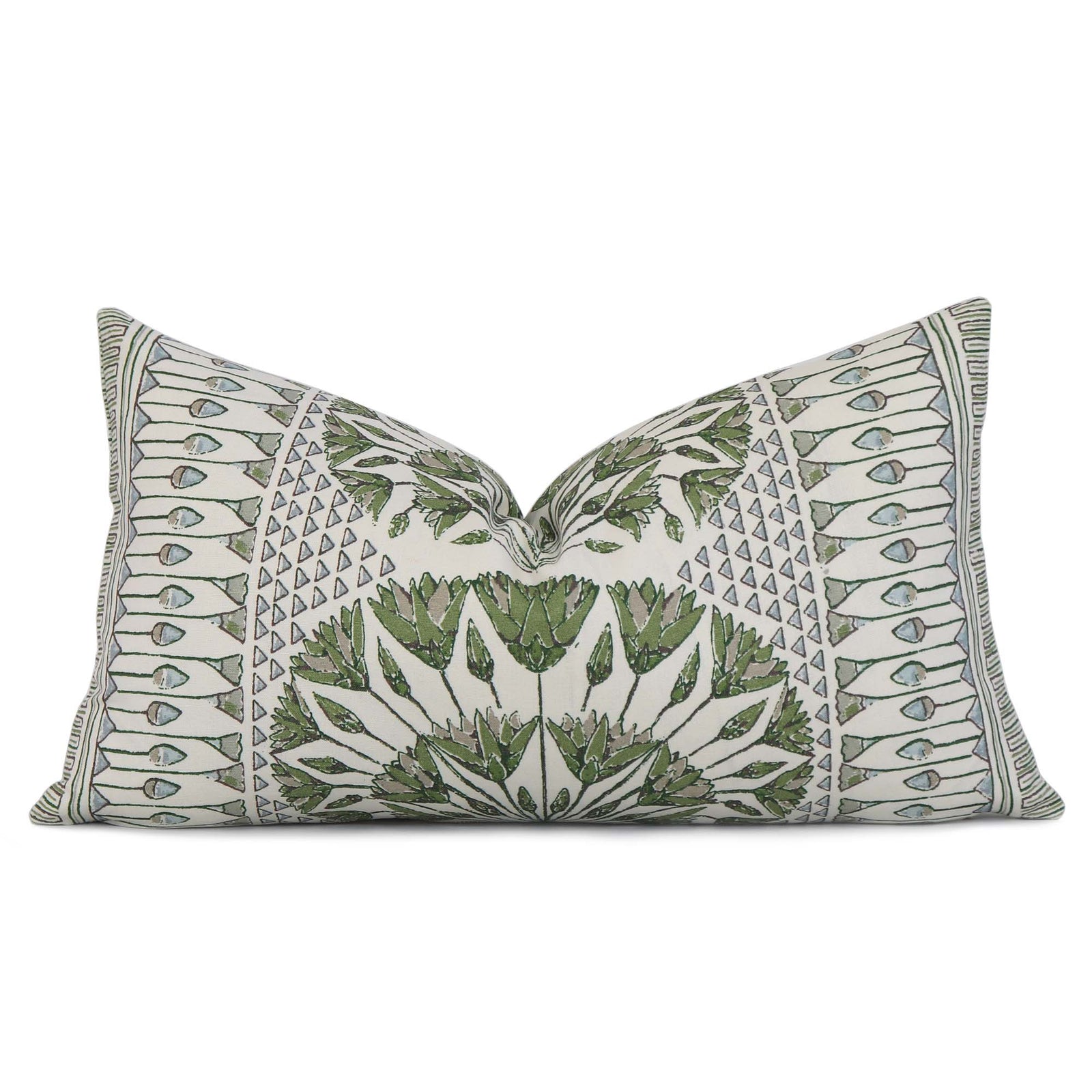 Thibaut Anna French Cairo Floral Green White Designer Luxury Lumbar Throw Pillow Cover
