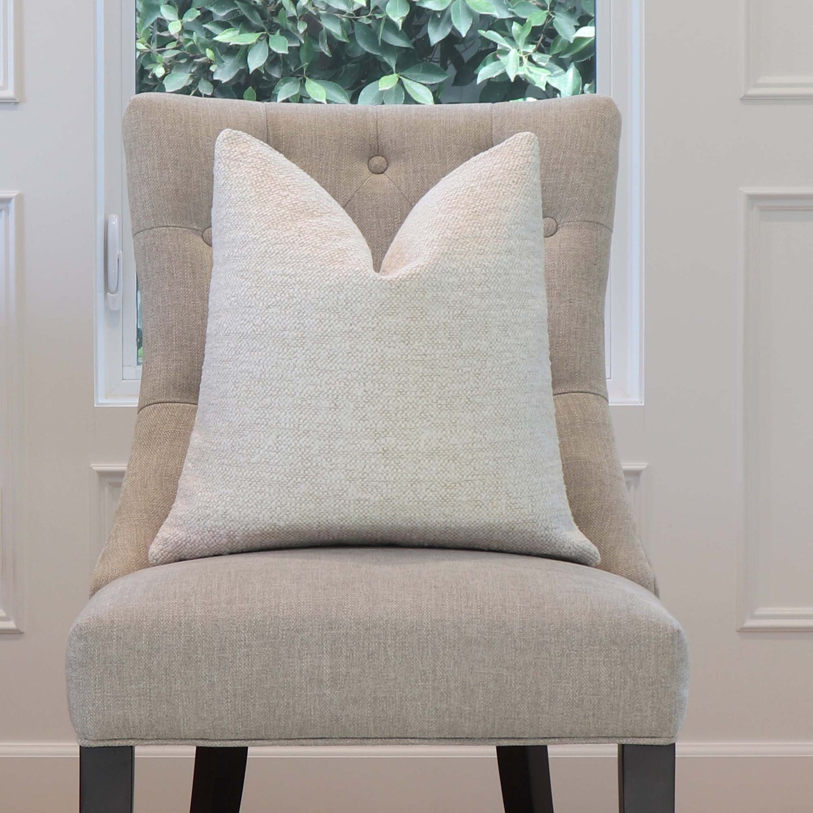 Thibaut Sasso Parchment Textured Soft Decorative Throw Pillow Cover on Chair