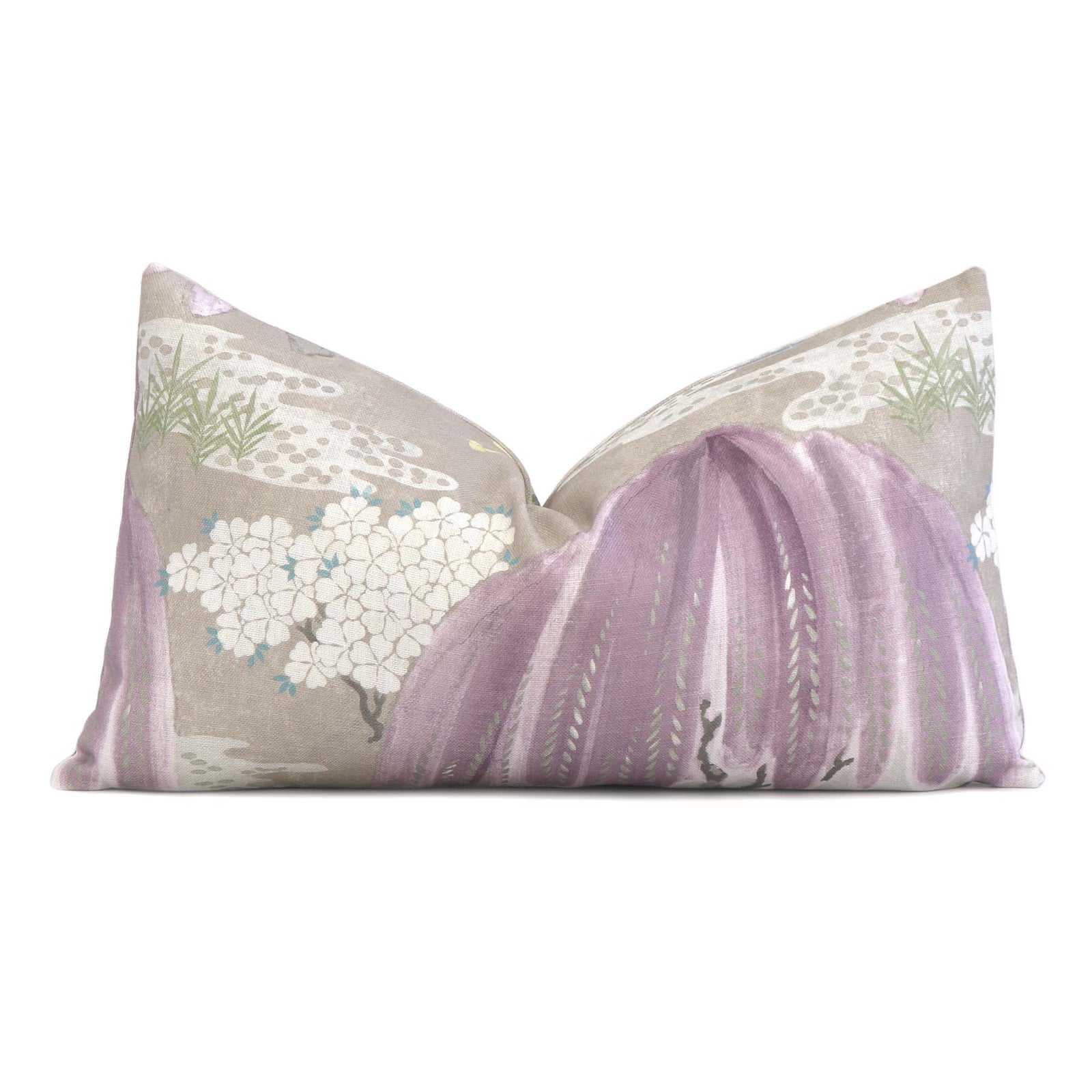 Thibaut Willow Tree Lavender Purple Chinoiserie Floral Decorative Lumbar Throw Pillow Cover