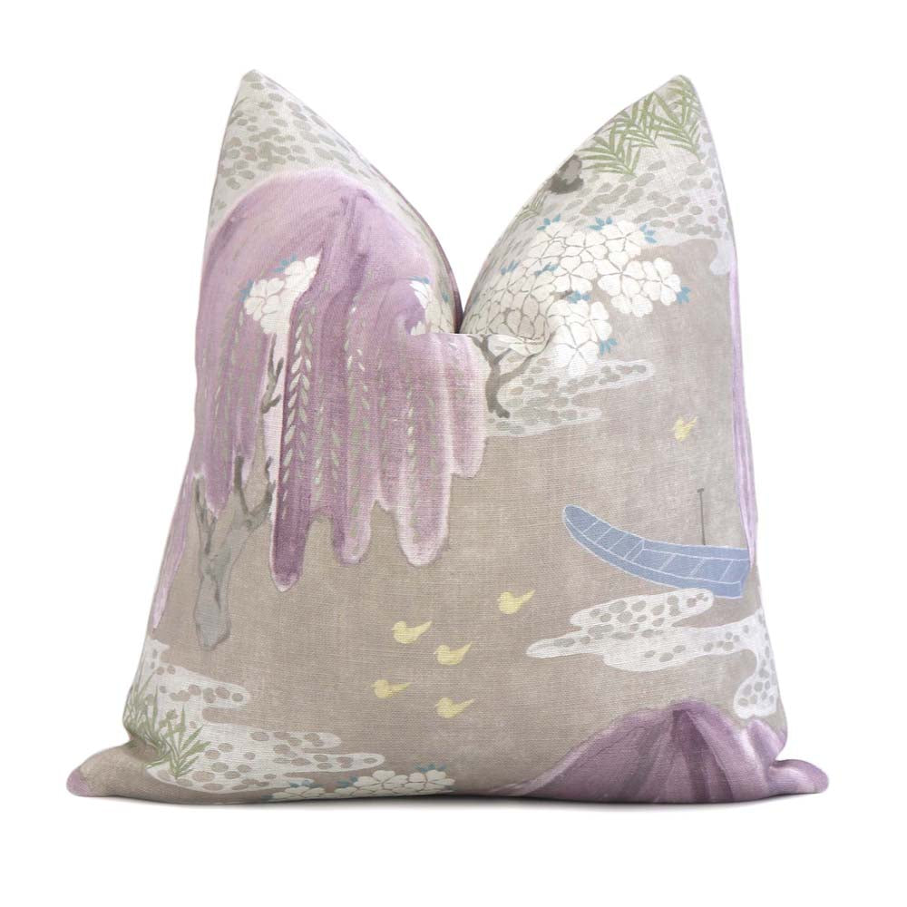 Thibaut Willow Tree Lavender Purple Chinoiserie Floral Decorative Throw Pillow Cover