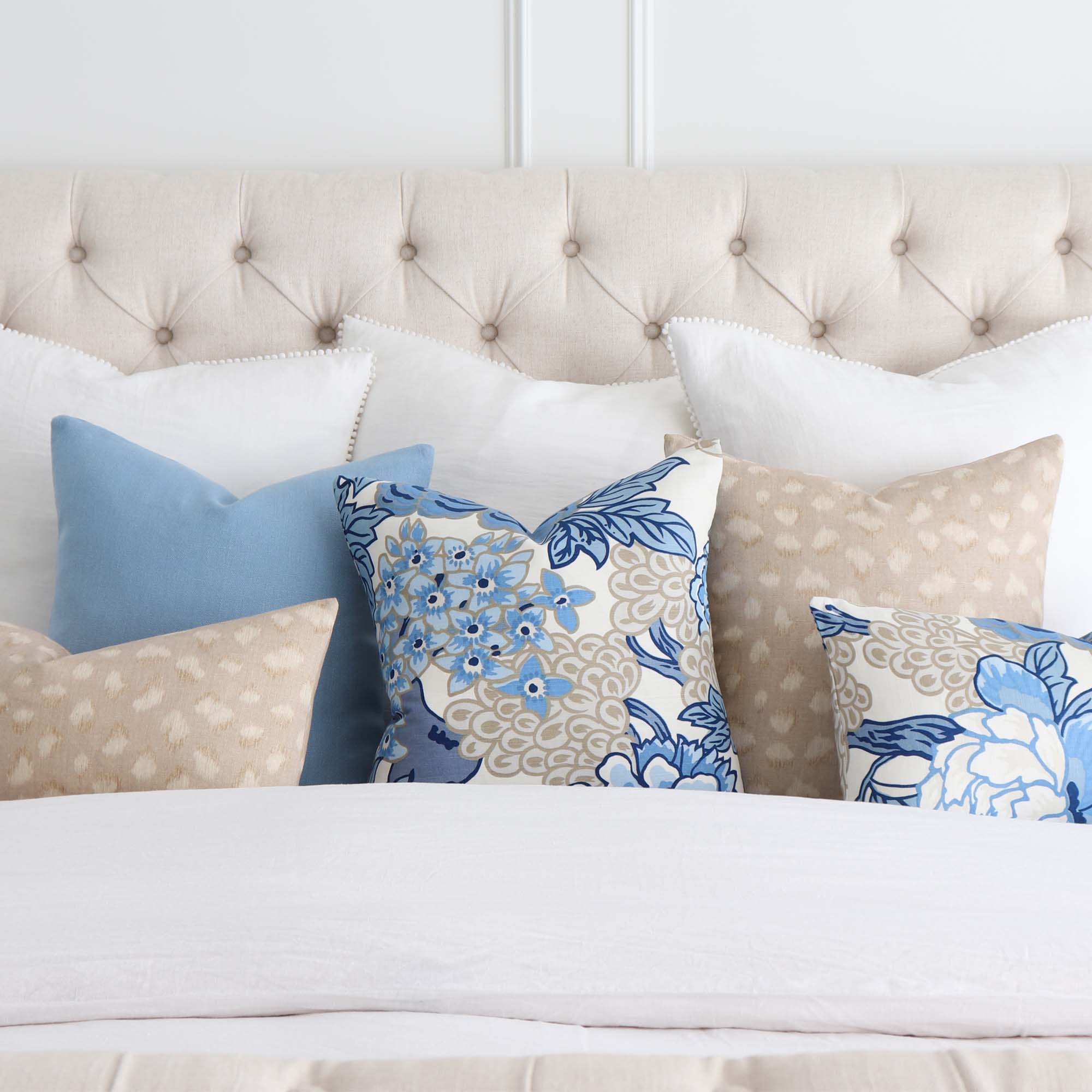 Thibaut Honshu Blue and Beige Decorative Designer Pillow Cover
