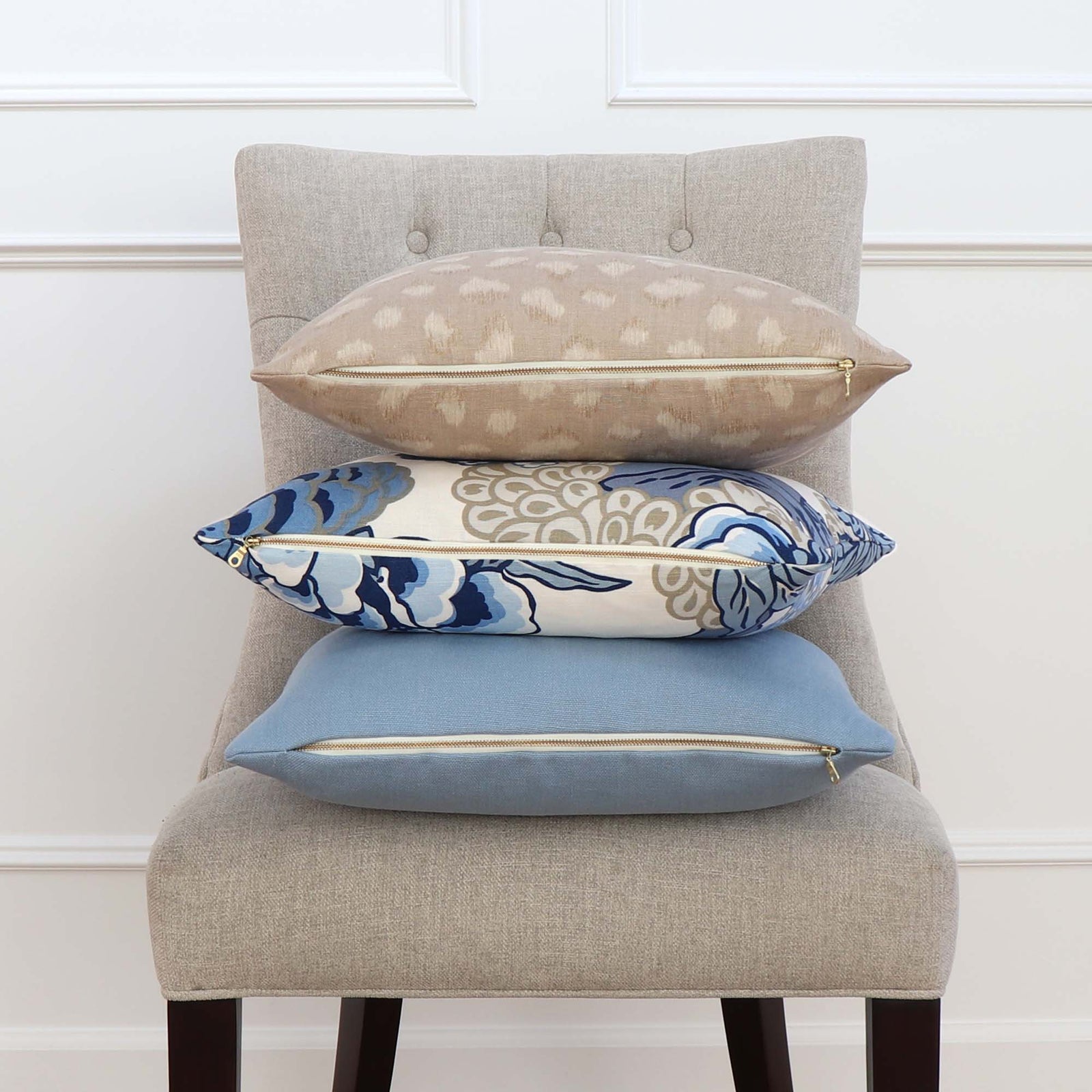 Thibaut Honshu Blue and Beige Decorative Designer Pillow Cover with Matching Pillows