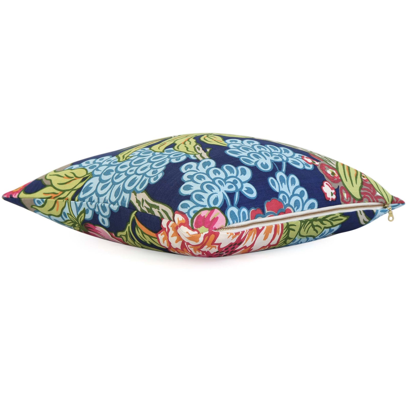 Thibaut Honshu Navy Floral Designer Throw Pillow Cover with Gold Zipper