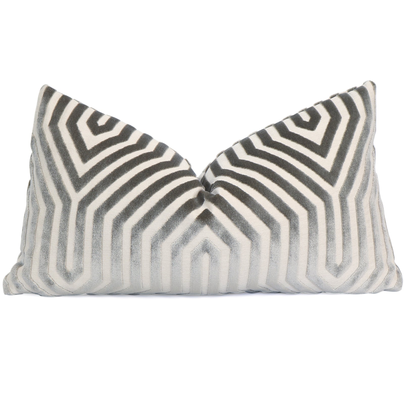 Schumacher Vanderbilt Dove Velvet Designer Lumbar Throw Pillow Cover