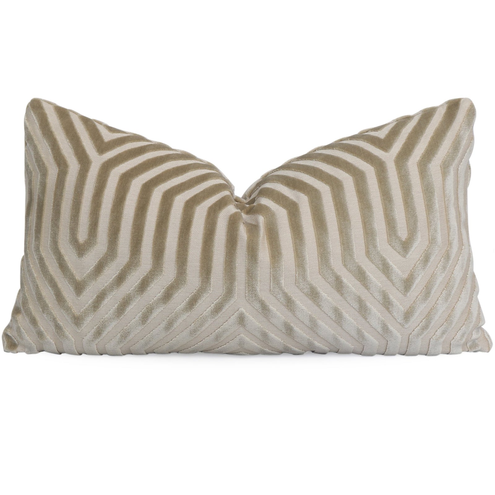 Schumacher Vanderbilt Greige Velvet Designer Lumbar Pillow Cover