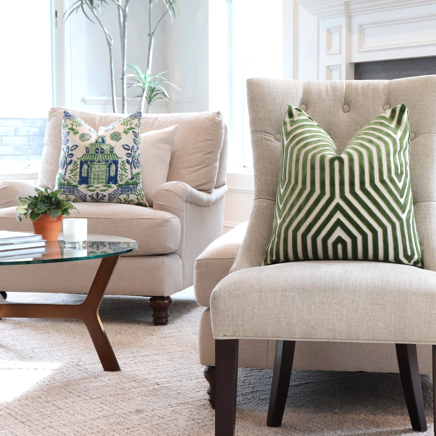 Vanderbilt Lettuce Velvet Pillow Cover with Complementing Throw Pillows