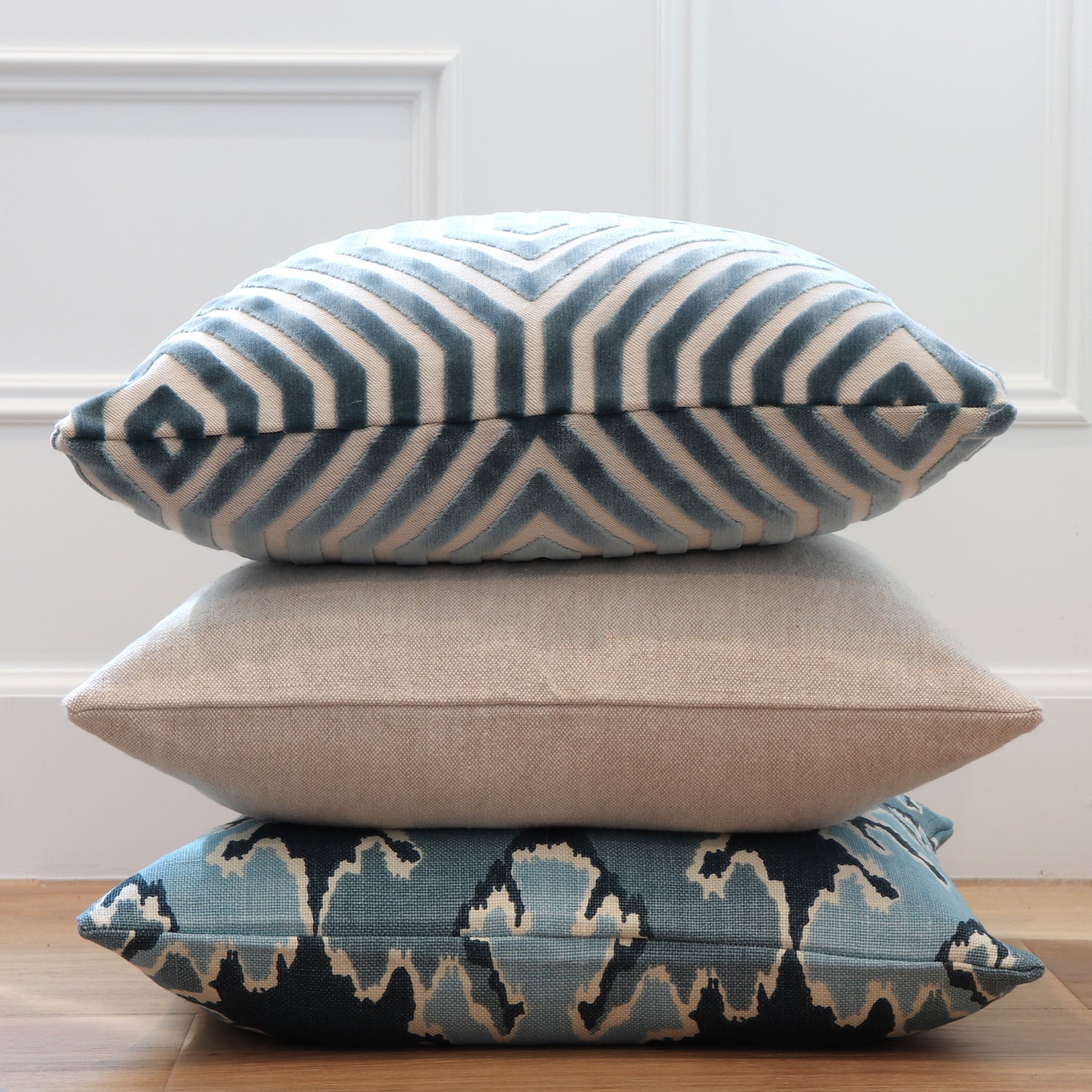 Vanderbilt Marine Velvet Pillow Cover with Complementing Pillows