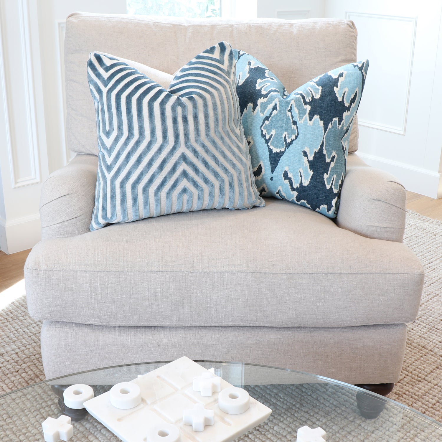 Vanderbilt Marine Velvet Pillow Cover with Matching Throw Pillow