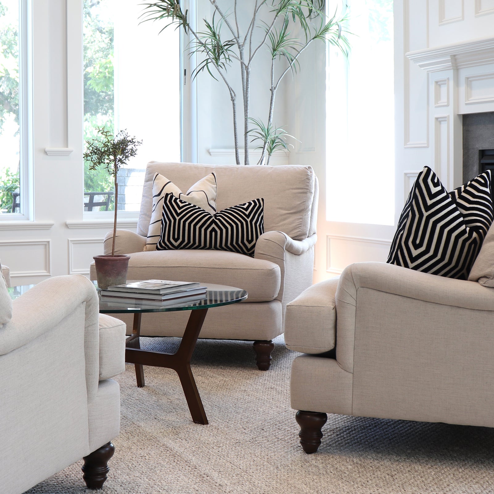 Schumacher Vanderbilt Noir Velvet Designer Throw Pillow Cover in Living Room