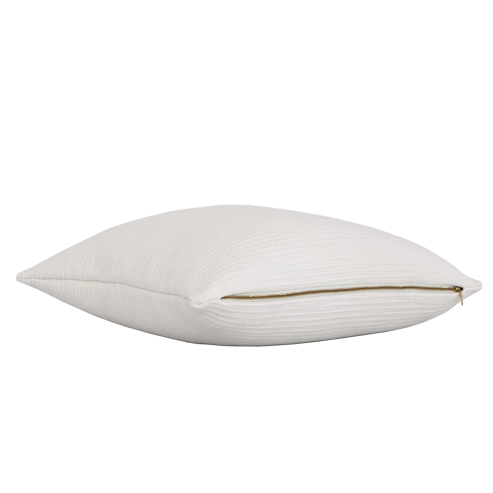 Zak + Fox Jibari Textured White Luxury Designer Throw Pillow Cover with Exposed Gold Zipper