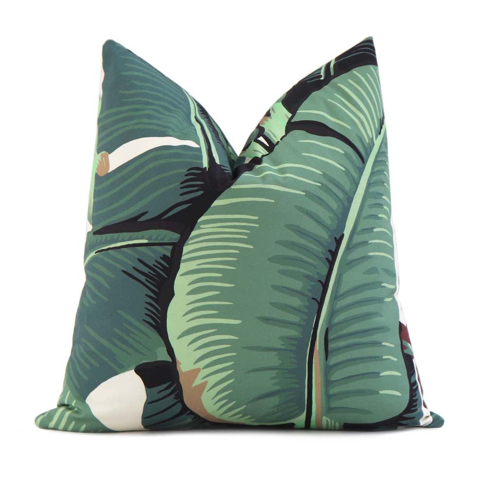 Scalamandre Hinson Palm Green Banana Leaf Botanical Designer Throw Pillow Cover