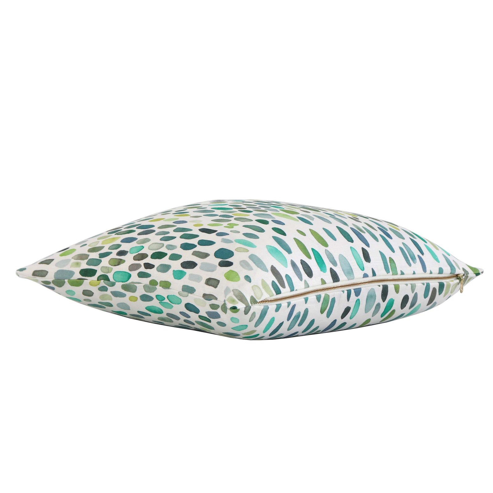 Scalamandre Jamboree Linen Grasshopper Green Hand Painted Brush Strokes Luxury Designer Decorative Throw Pillow Cover with Exposed Brass Gold Shiny Zipper