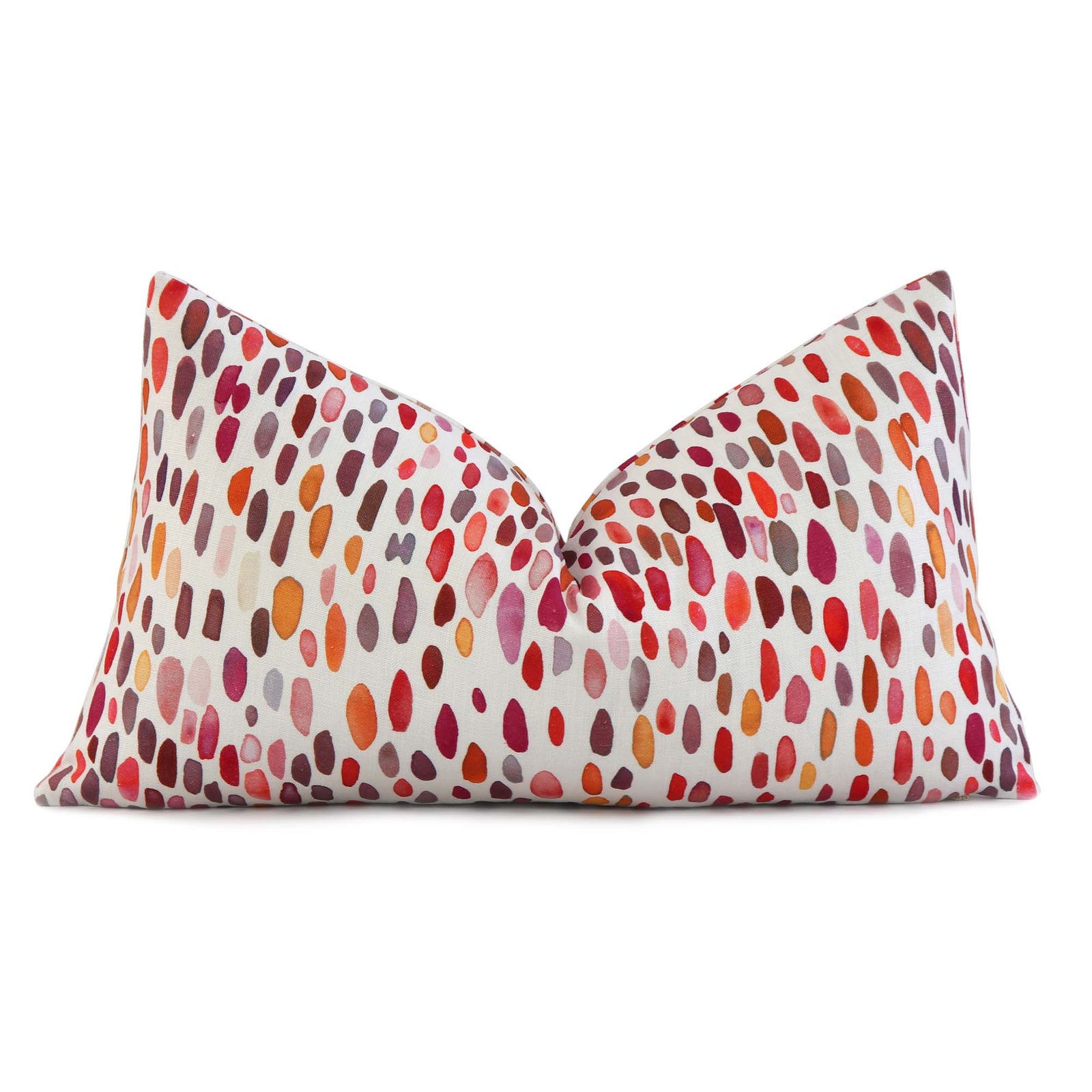 Scalamandre Jamboree Linen Brush Strokes Polka Dots Wild Berry Designer Luxury Lumbar Throw Pillow Cover