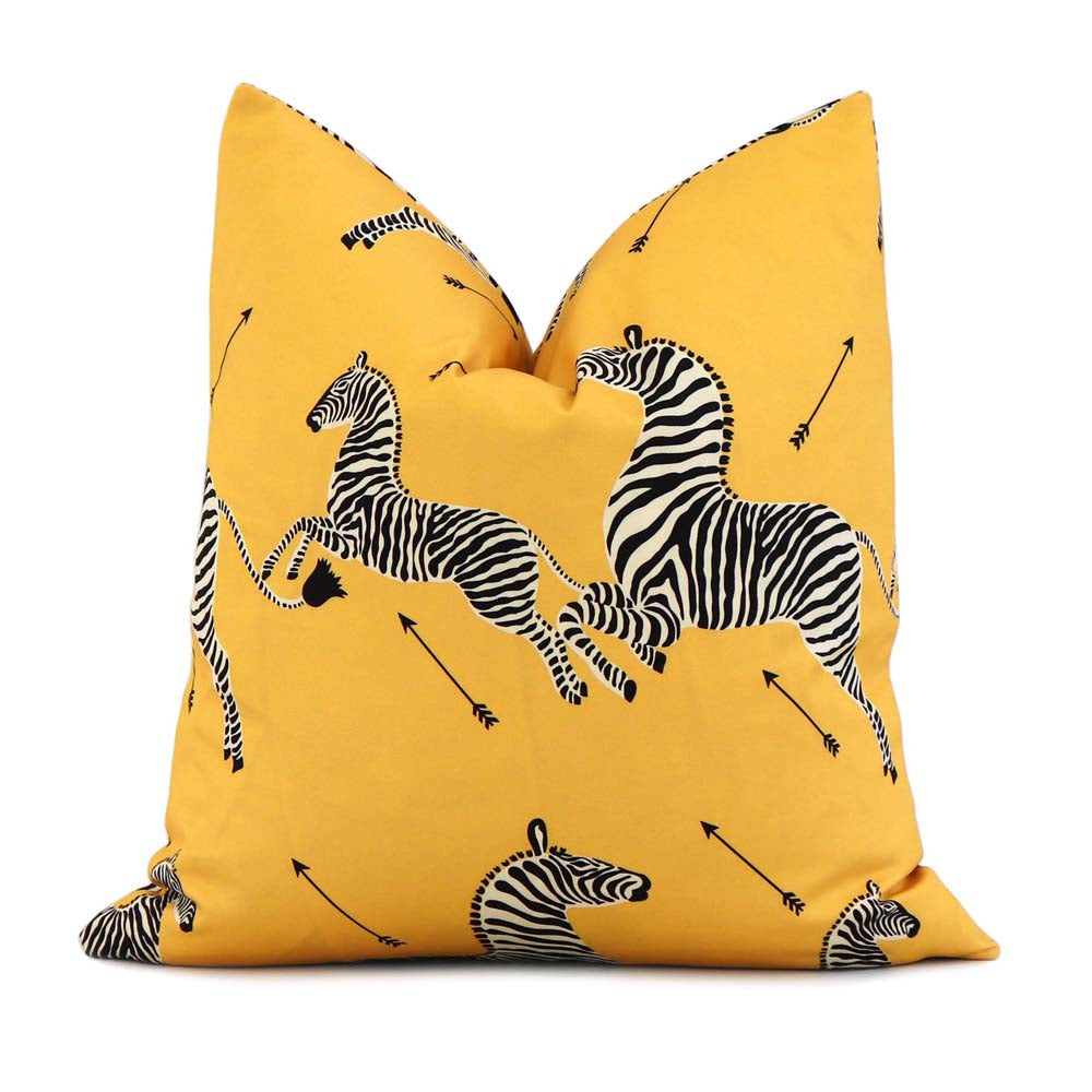 Scalamandre Zebras Petite Yellow Designer Animal Print Throw Pillow Cover
