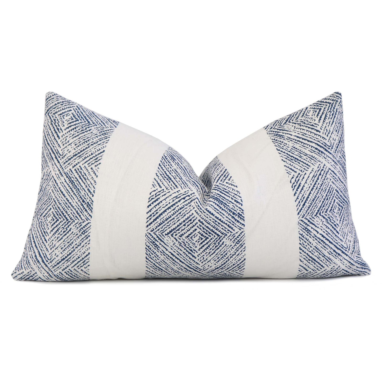Thibaut Clipperton Stripe Navy and White Designer Luxury Linen Lumbar Throw Pillow Cover