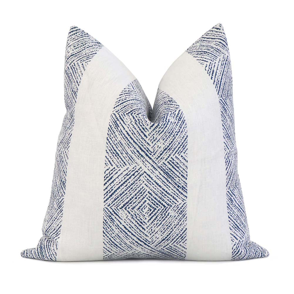 Thibaut Clipperton Stripe Navy and White Designer Luxury Linen Throw Pillow Cover