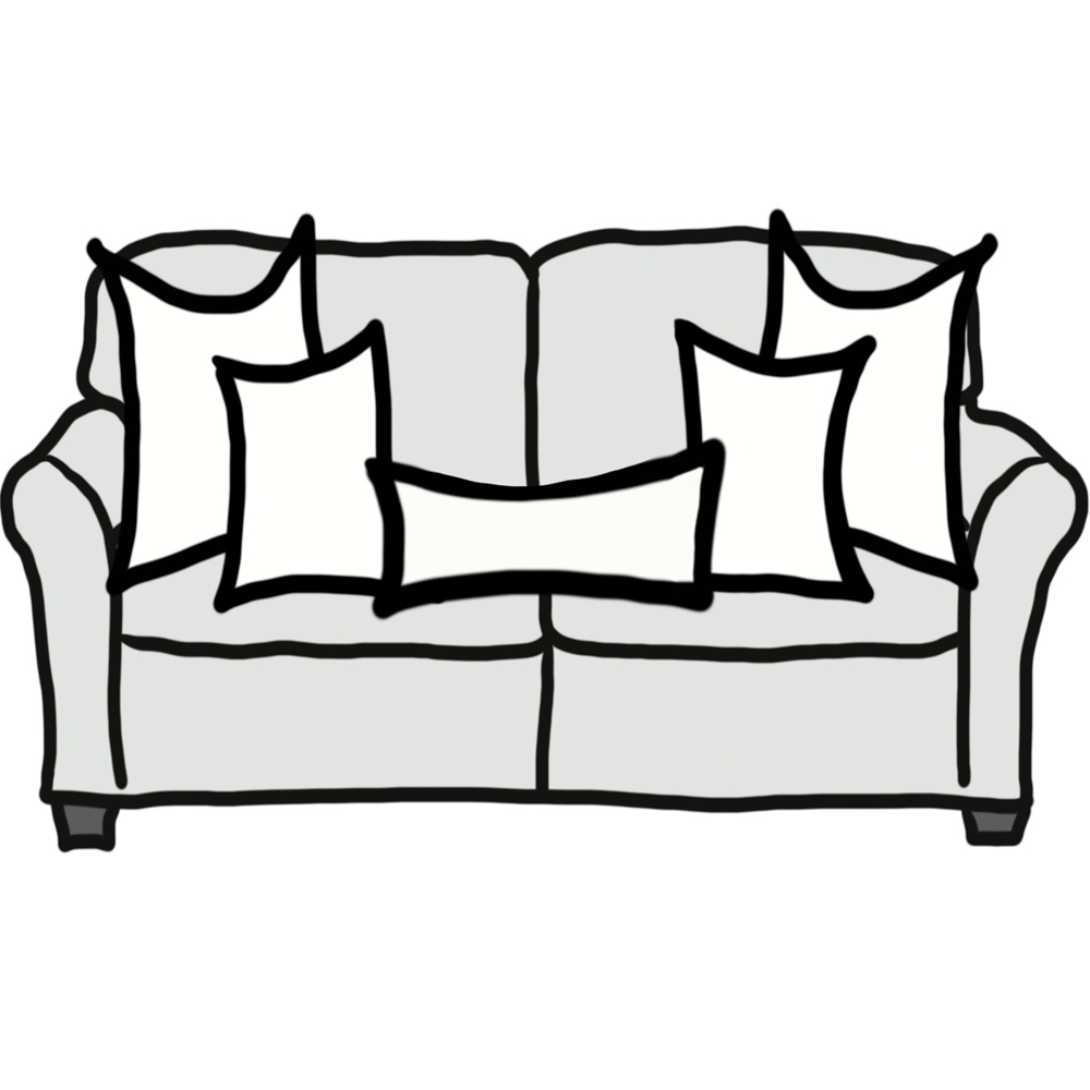 Small sofa, Pillows, Pillow size guide