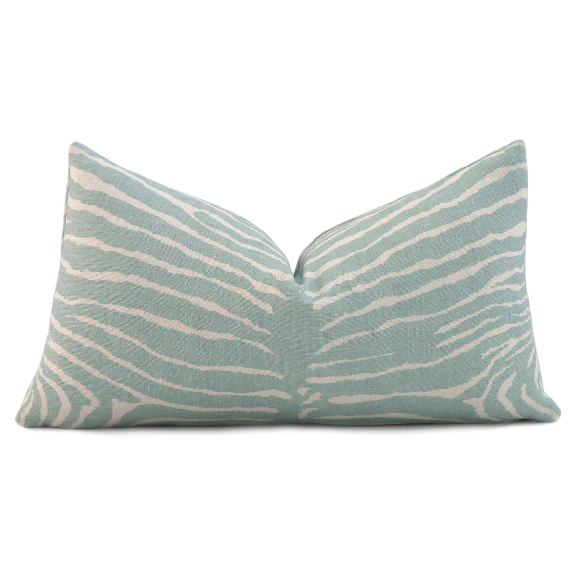 Brunschwig and Fils Le Zebre Aqua Spa Blue Zebra Pattern Designer Lumbar Throw Pillow Cover 