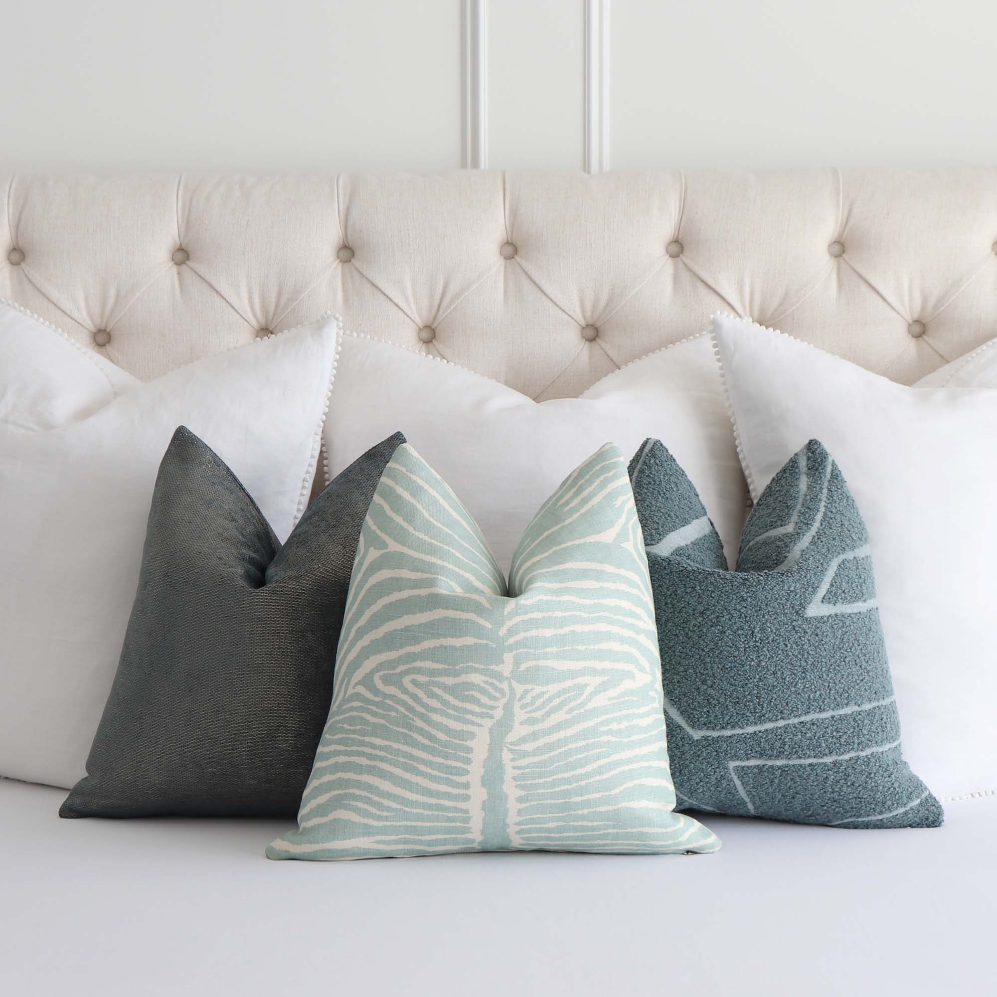 Le Zebre Brunschwig & Fils Aqua Throw Pillow Cover | Chloe & Olive