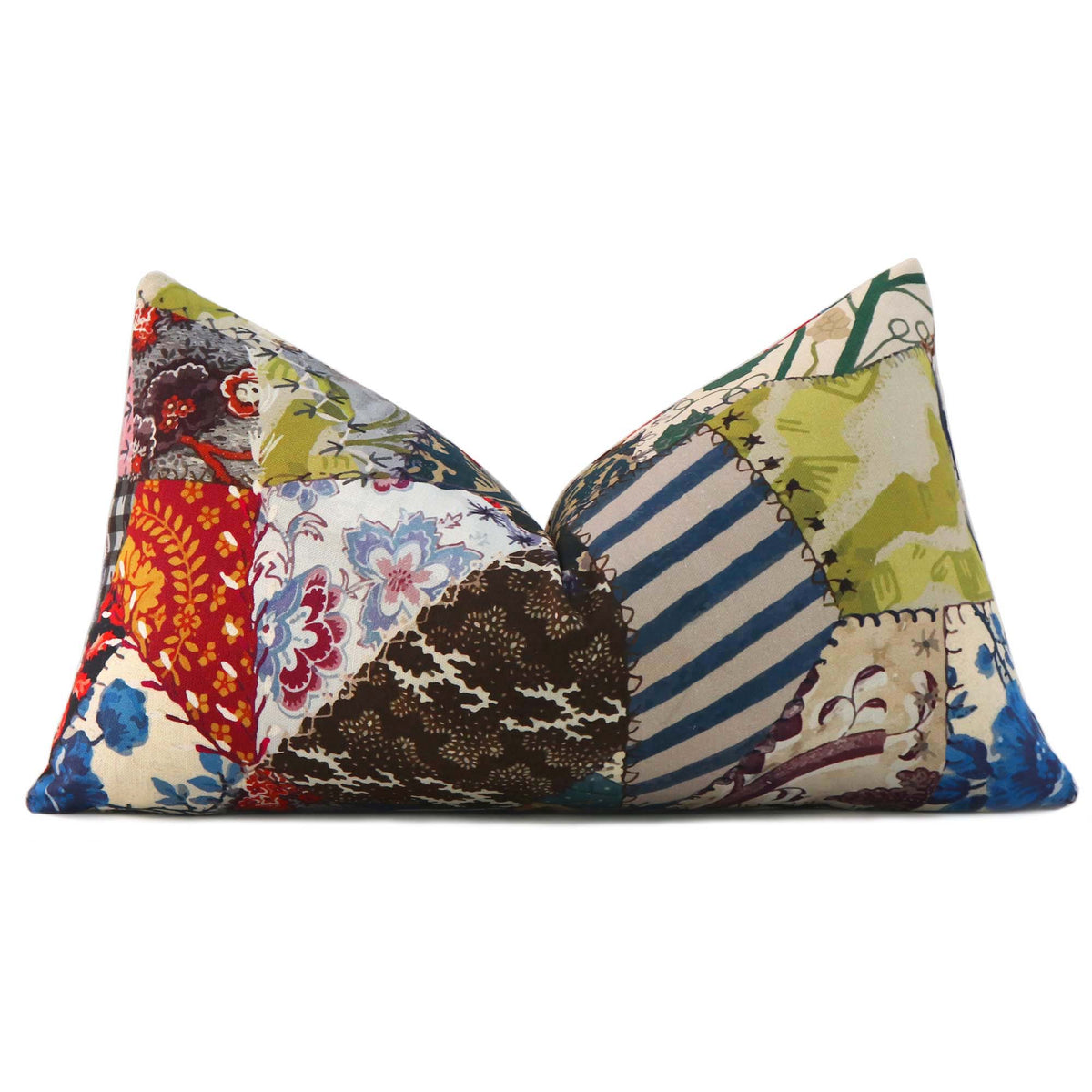 Schumacher Johnson Hartig Hotch Potch Crazy Quilt Decorative Lumbar Throw Pillow Cover