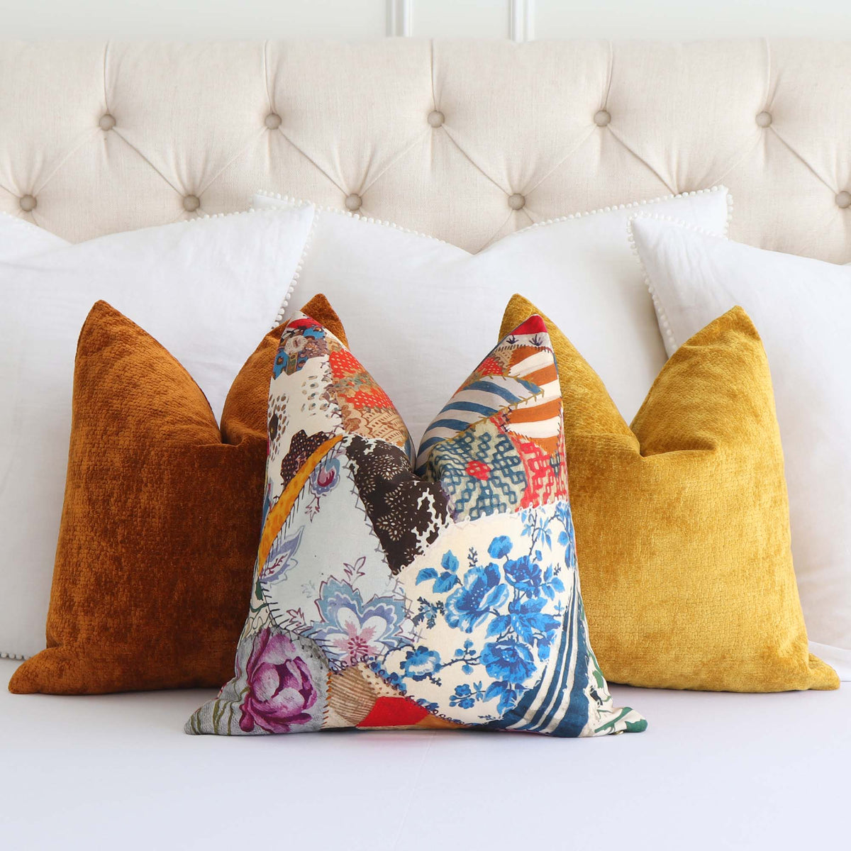 Schumacher Johnson Hartig Hotch Potch Crazy Quilt Decorative Throw Pillow Cover with Complementing Throw Pillows