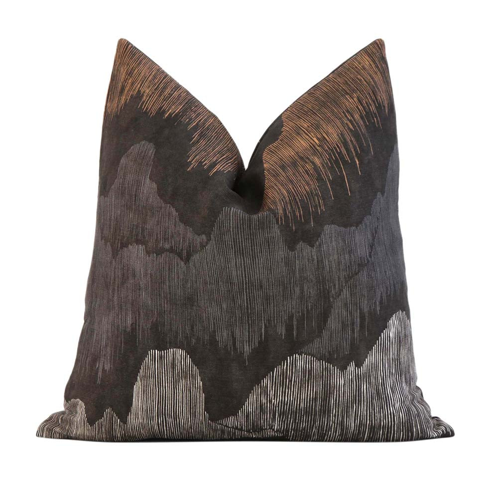 Kelly Wearstler Cascadia Noir Grey Modern Chinoiserie Designer Luxury Throw Pillow Cover