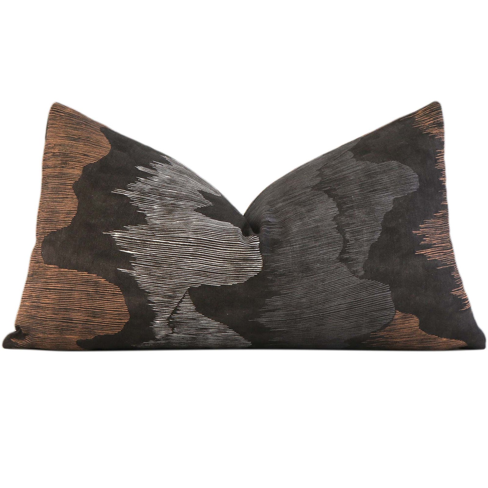 Kelly Wearstler Cascadia Noir Grey Modern Chinoiserie Designer Luxury Lumbar Throw Pillow Cover