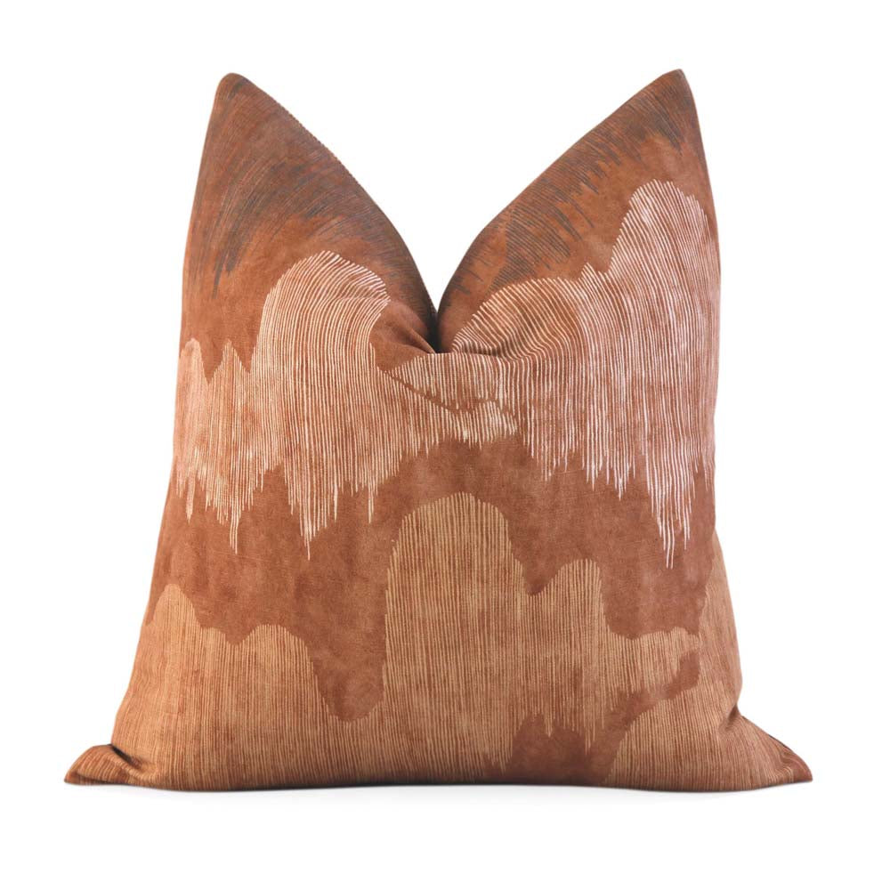 Kelly Wearstler Cascadia Saffron Orange Modern Chinoiserie Designer Luxury Throw Pillow Cover