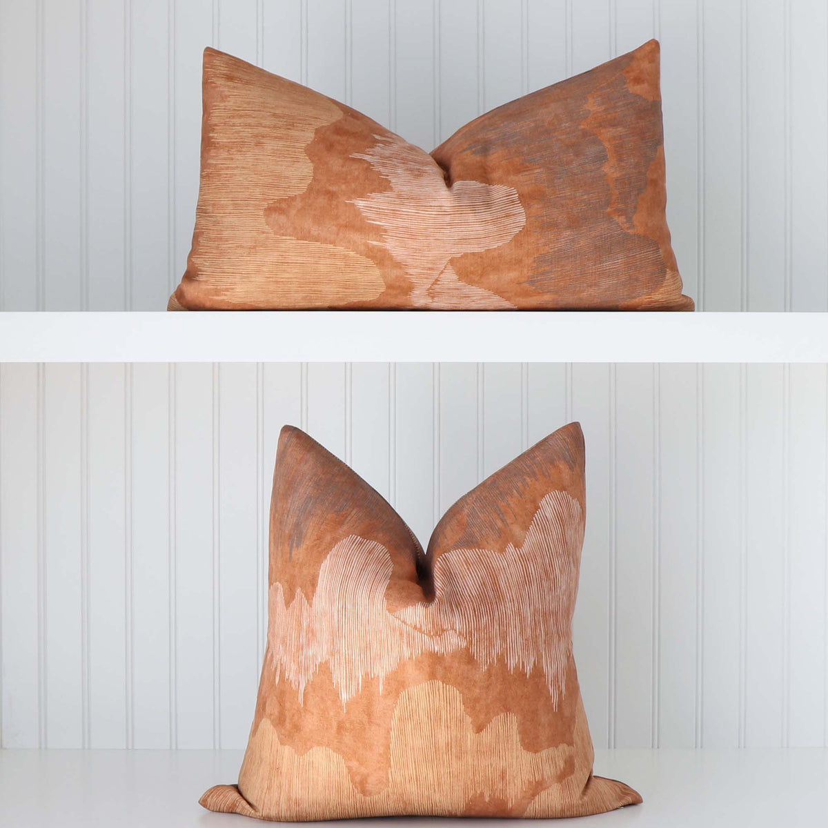 Kelly Wearstler Cascadia Saffron Orange Modern Chinoiserie Designer Luxury Throw Pillow Cover Available in Square and Lumbar Sizes