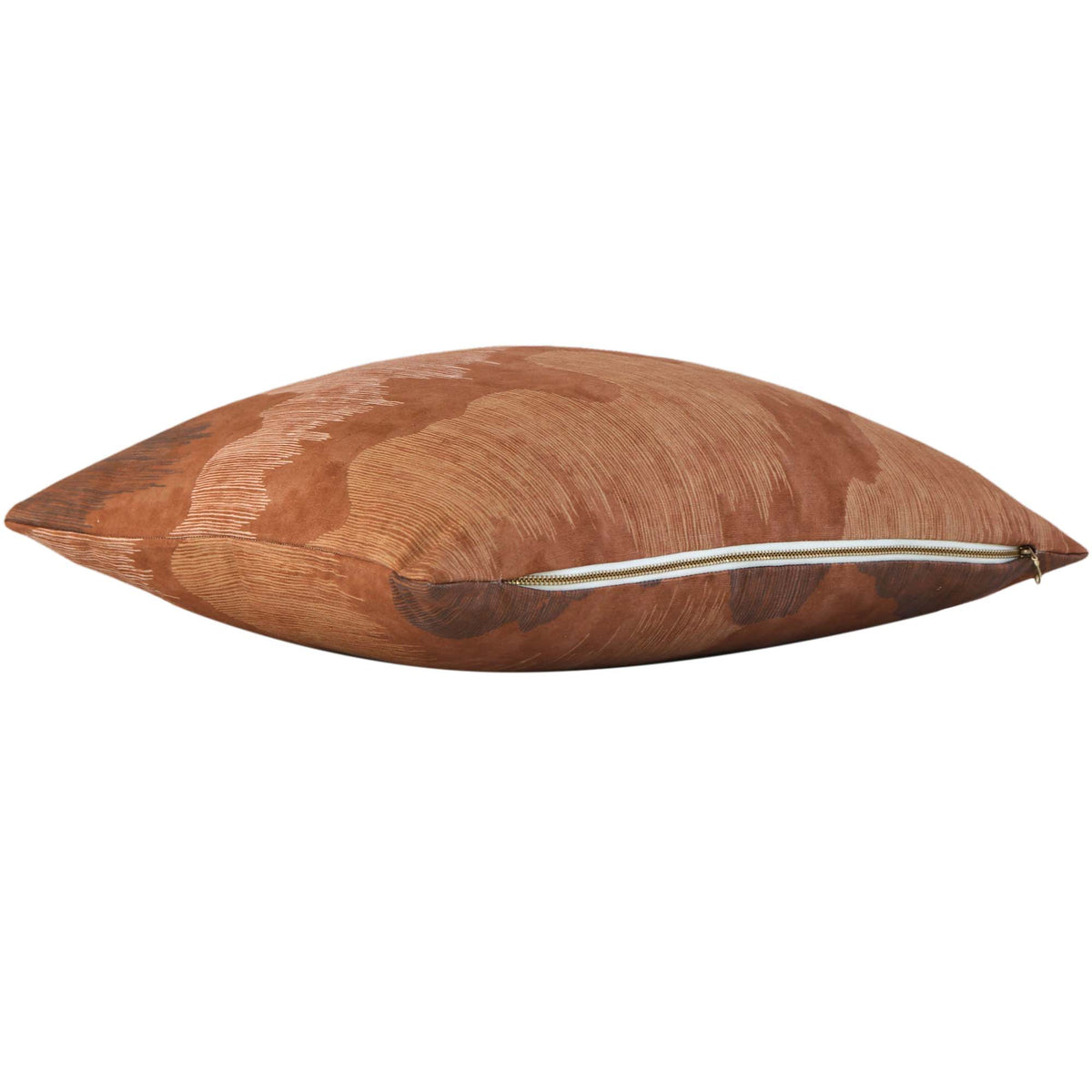 Kelly Wearstler Cascadia Saffron Orange Modern Chinoiserie Designer Luxury Throw Pillow Cover with Exposed Brass YKK Gold Zipper