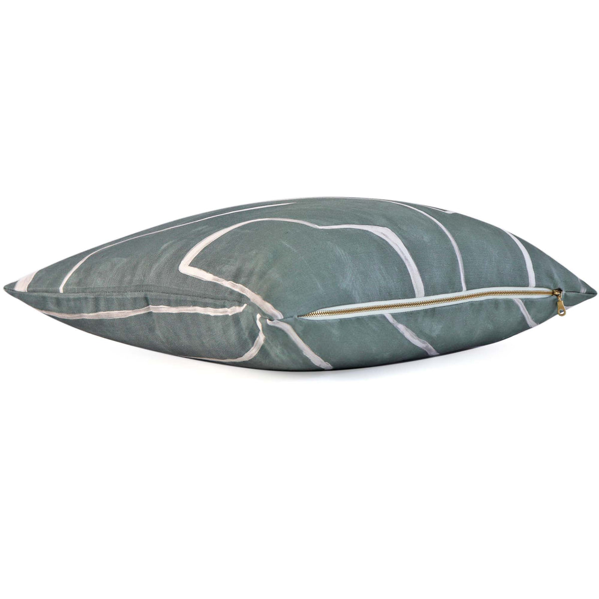 Kelly Wearstler Graffito Denim Designer Throw Pillow Cover with Exposed Brass Gold Zipper