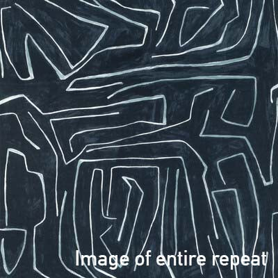 Kelly Wearstler Graffito Navy Blue Contemporary Designer Fabric Repeat