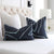 Kelly Wearstler Graffito Navy Blue Contemporary Designer Throw Pillow Cover in Bedroom