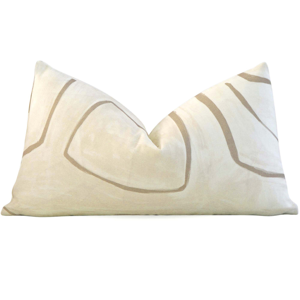 Kelly Wearstler Graffito Parchment Contemporary Designer Lumbar Throw Pillow Cover