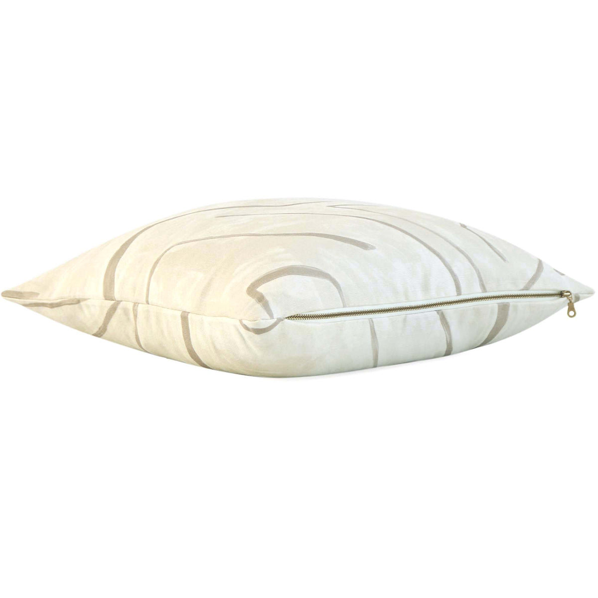 Kelly Wearstler Graffito Parchment Contemporary Designer Throw Pillow Cover with Exposed Brass Gold YKK Zipper