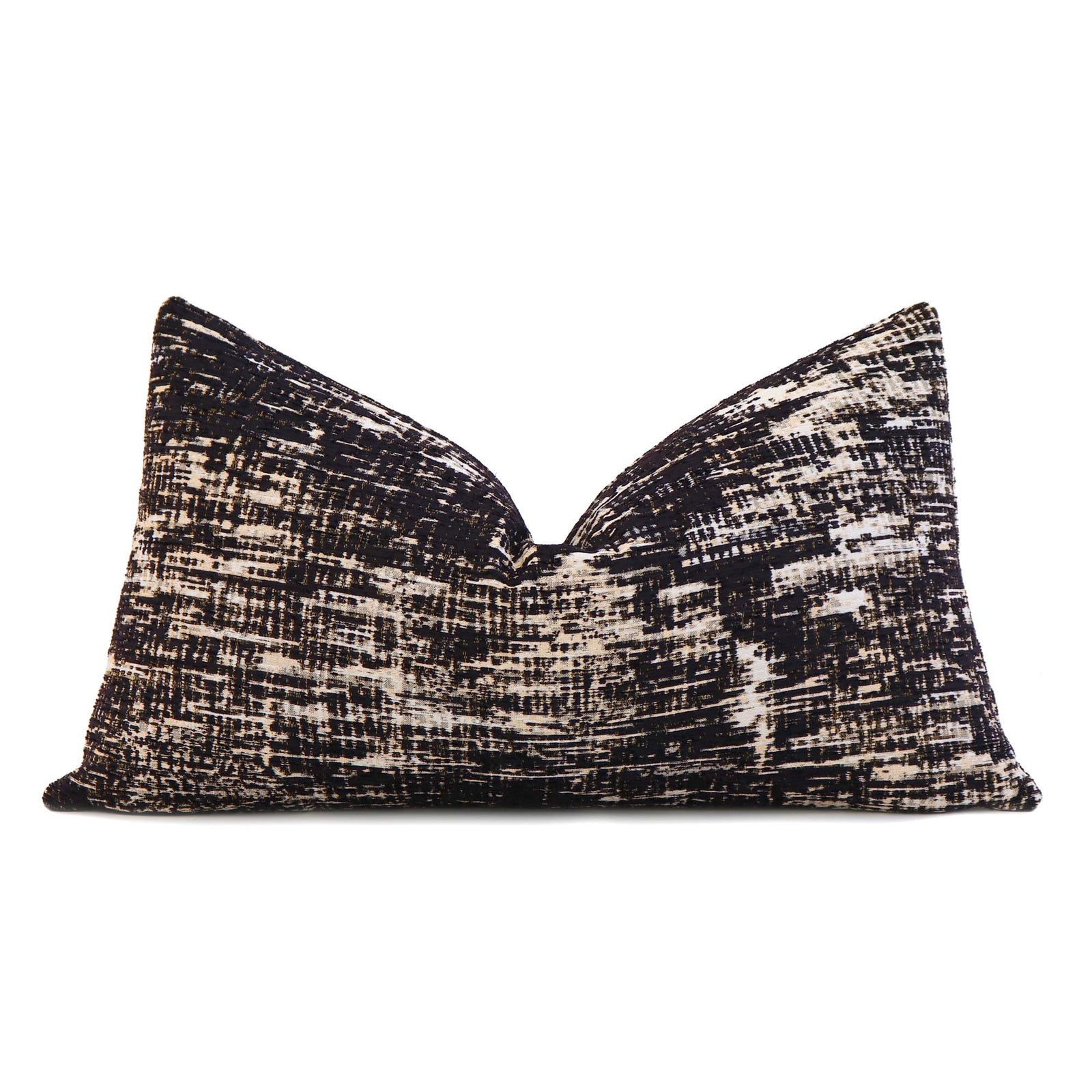 Kelly Wearstler Whisk Shadow Black Textured Designer Luxury Lumbar Throw Pillow Cover