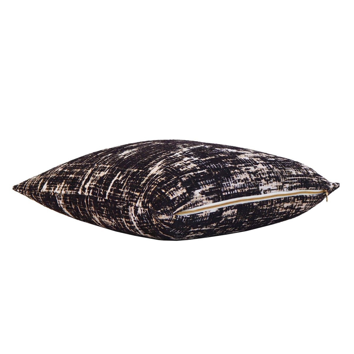 Kelly Wearstler Whisk Shadow Black Textured Designer Luxury Throw Pillow Cover with Exposed Brass Gold YKK Zipper