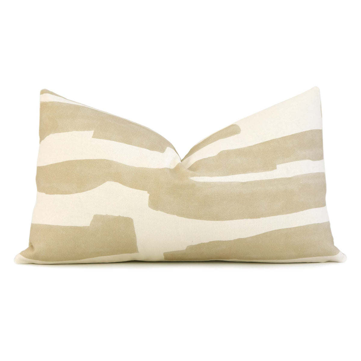 Kelly Wearstler Kravet Intargia Bluff Beige Designer Handcrafted Lumbar Throw Pillow Cover