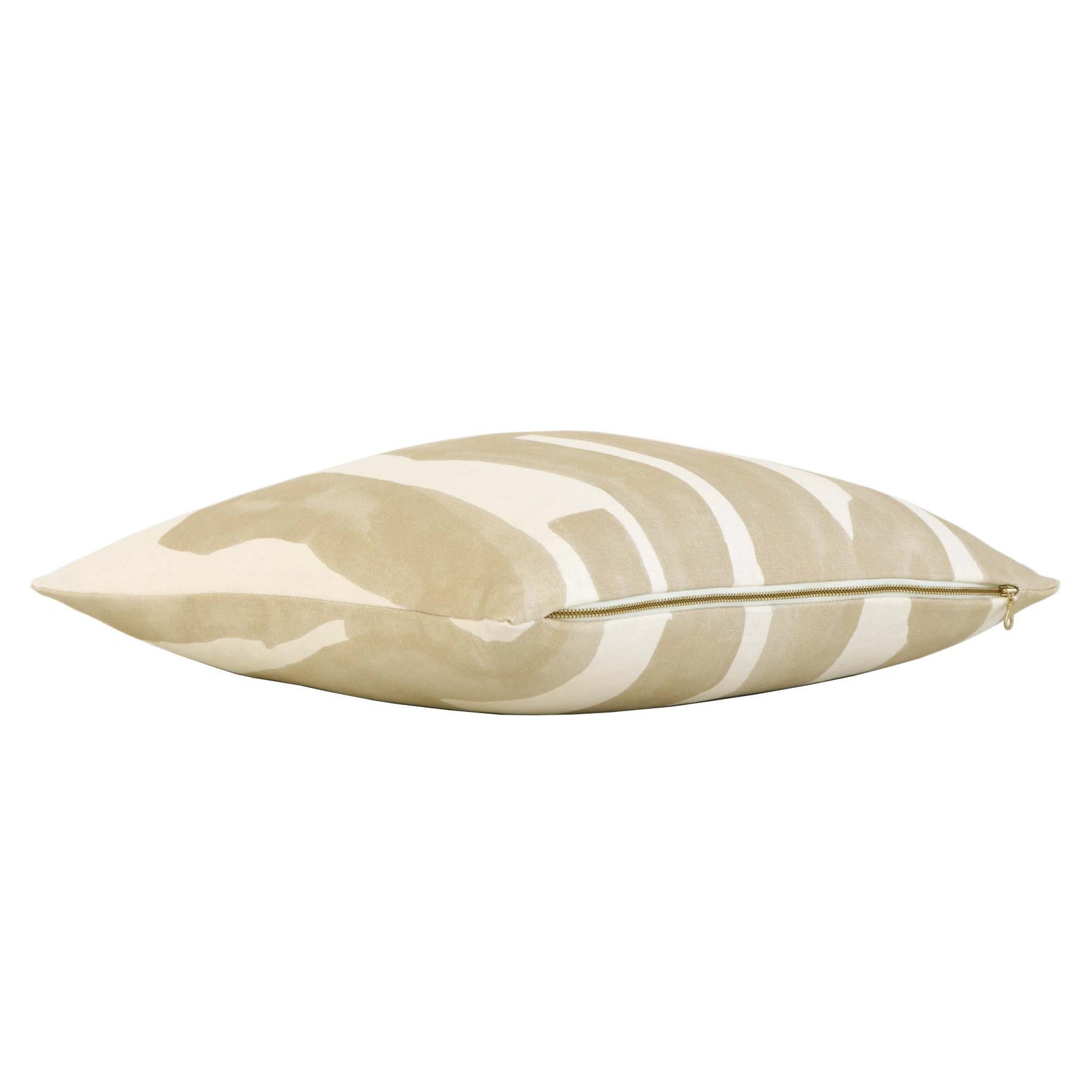 Kelly Wearstler Kravet Intargia Bluff Beige Designer Handcrafted Throw Pillow Cover with Exposed Brass YKK Zipper