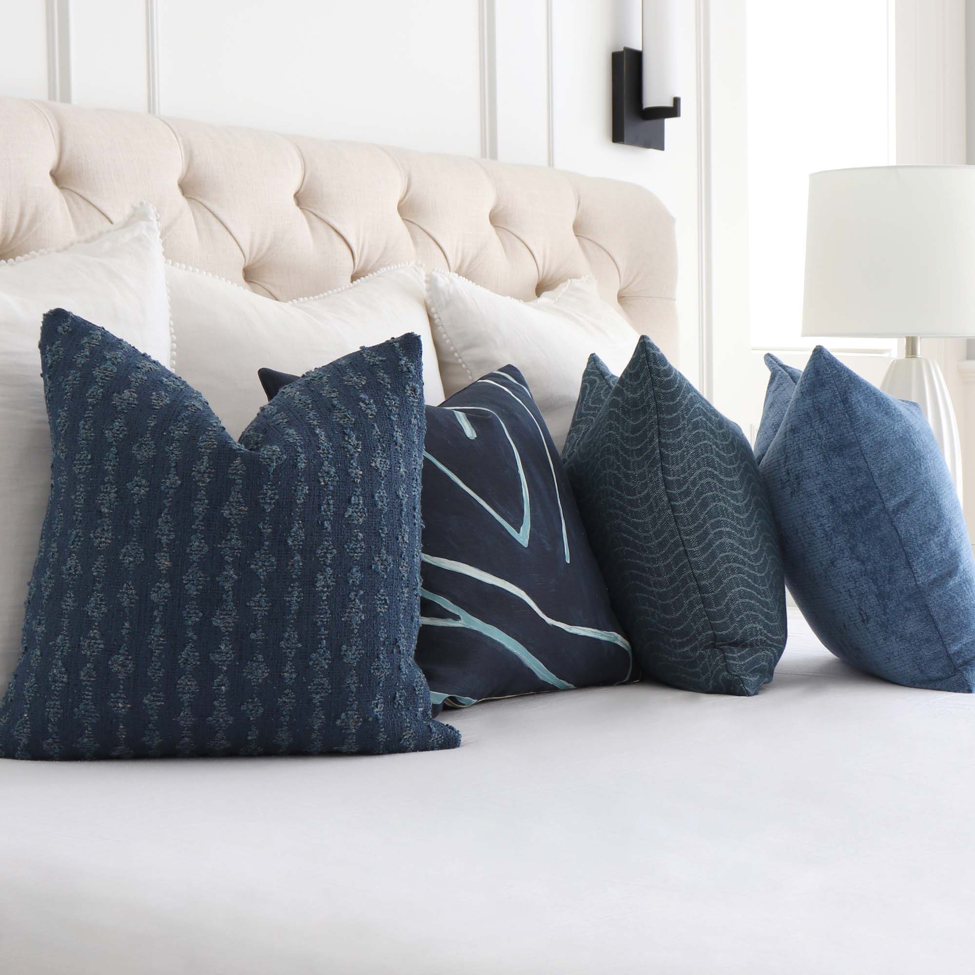 Kelly Wearstler Serai Bouclé Midnight Blue Throw Pillow Cover