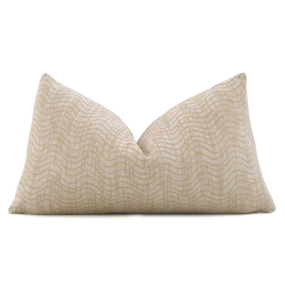Kelly Wearstler Lee Jofa Dadami Honey Tan Woven Linen Striped Designer Lumbar Throw Pillow Cover
