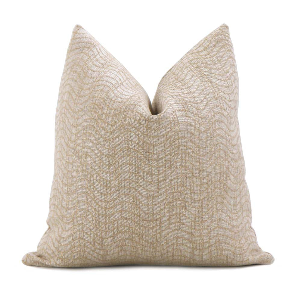 Kelly Wearstler Lee Jofa Dadami Honey Tan Woven Linen Striped Designer Throw Pillow Cover