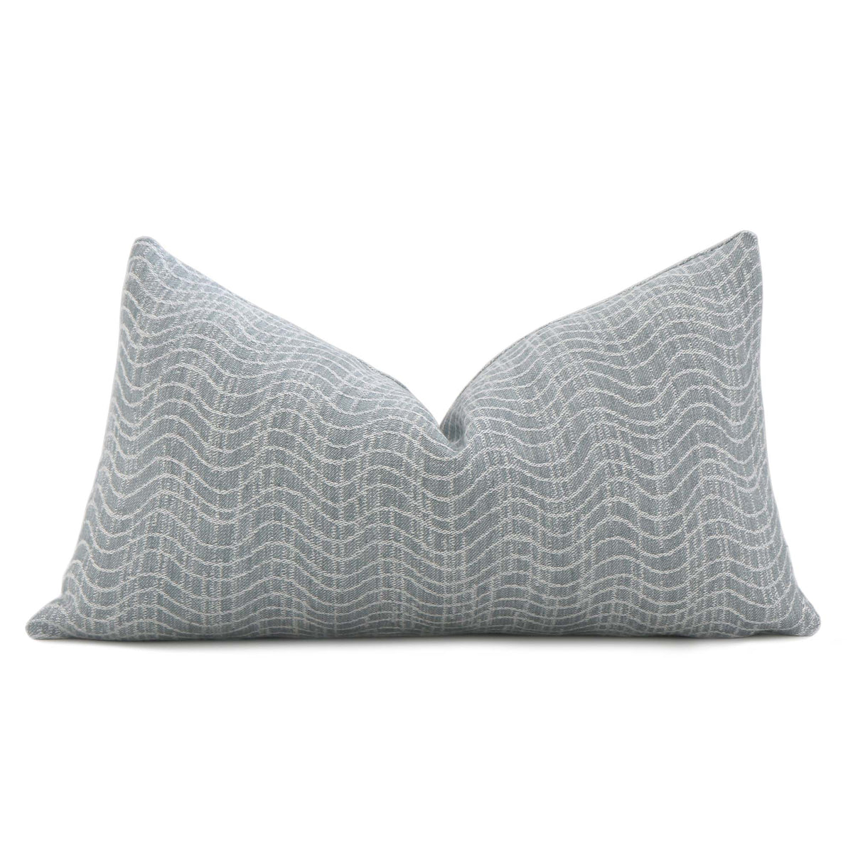 Kelly Wearstler Lee Jofa Dadami Pool Blue Woven Linen Striped Designer Lumbar Throw Pillow Cover