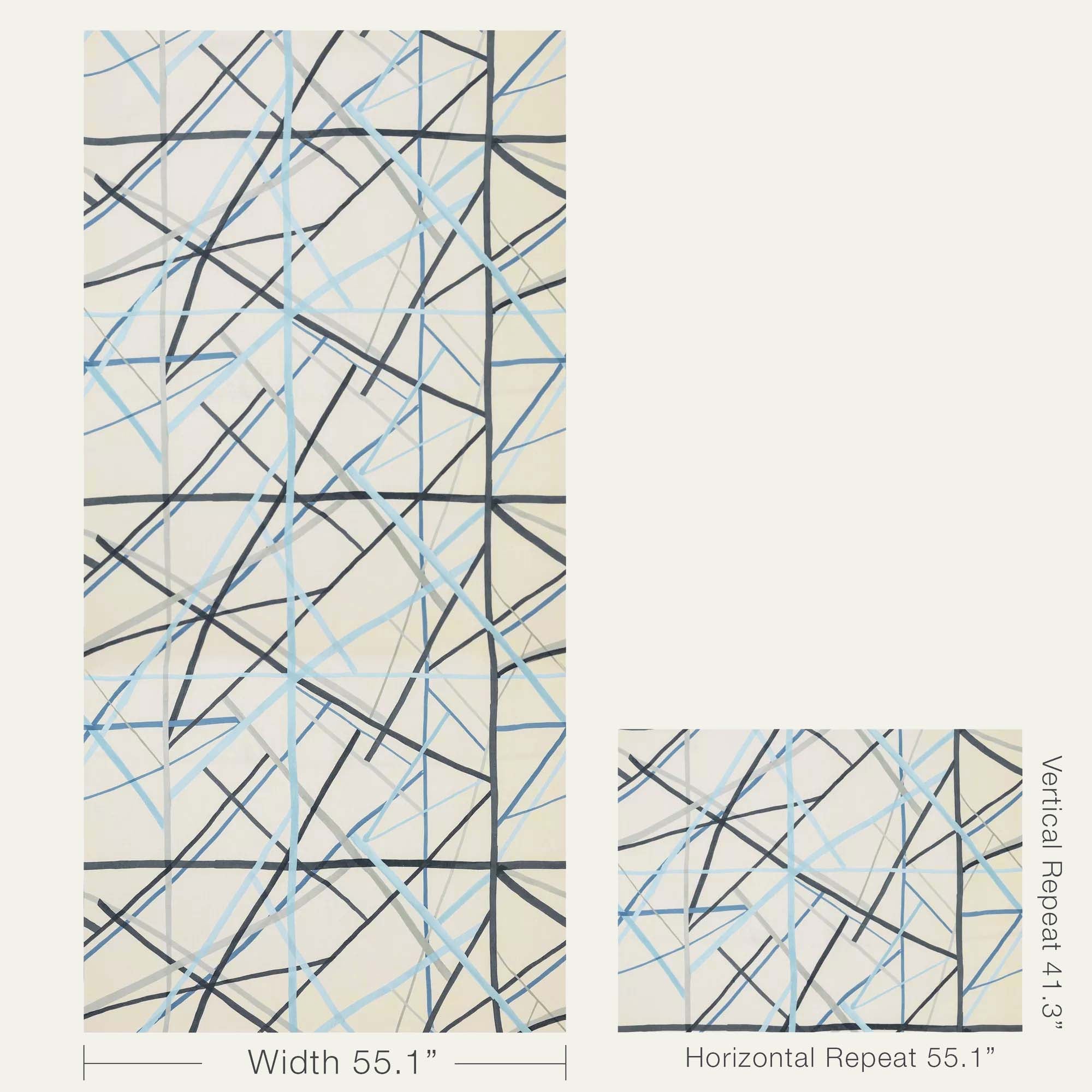 Kelly Wearstler Simpatico Sky Blue Striped Pattern Repeat