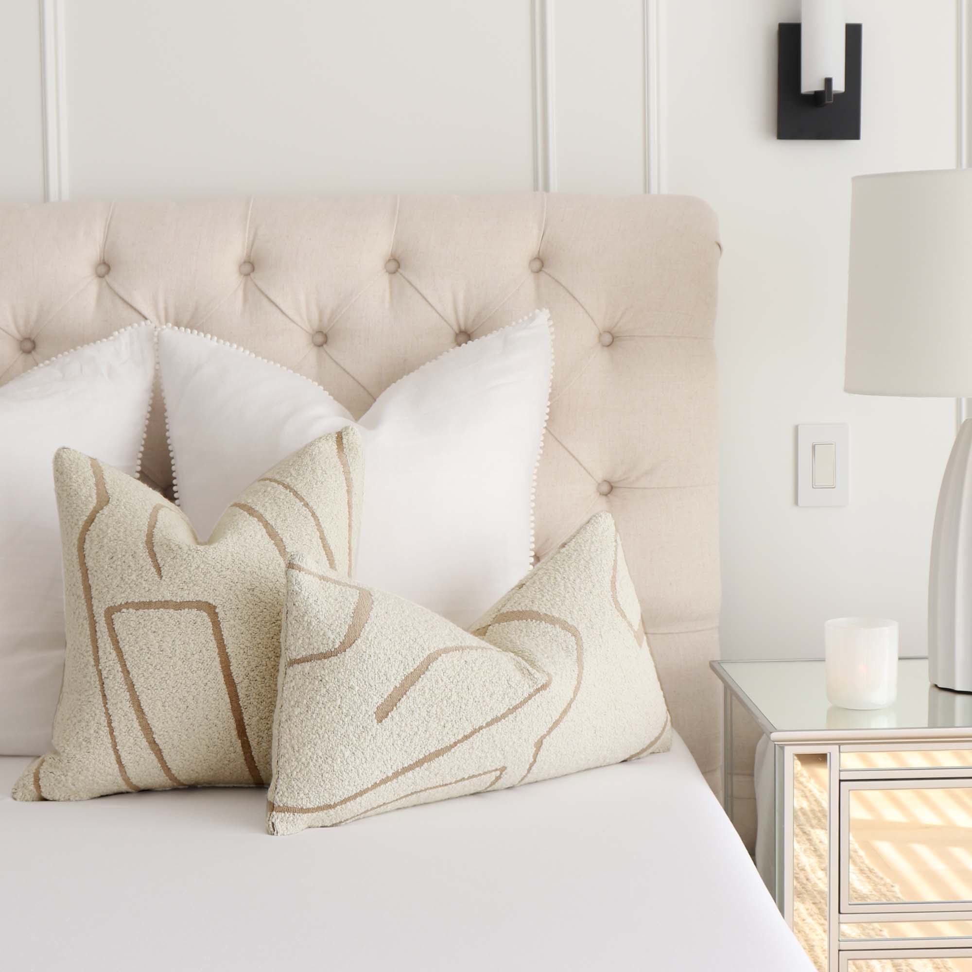 Kelly Wearstler Graffito BOUCLÉ Ivory Throw Pillow Cover - Chloe