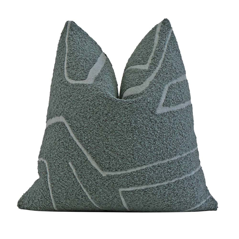 Kelly Wearstler Graffito Bouclé Teal Designer Throw Pillow Cover