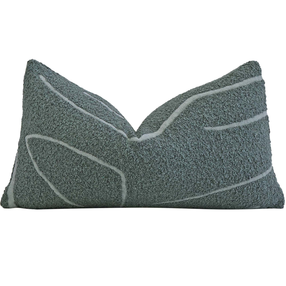 Kelly Wearstler Graffito Bouclé Teal Designer Lumbar Throw Pillow Cover